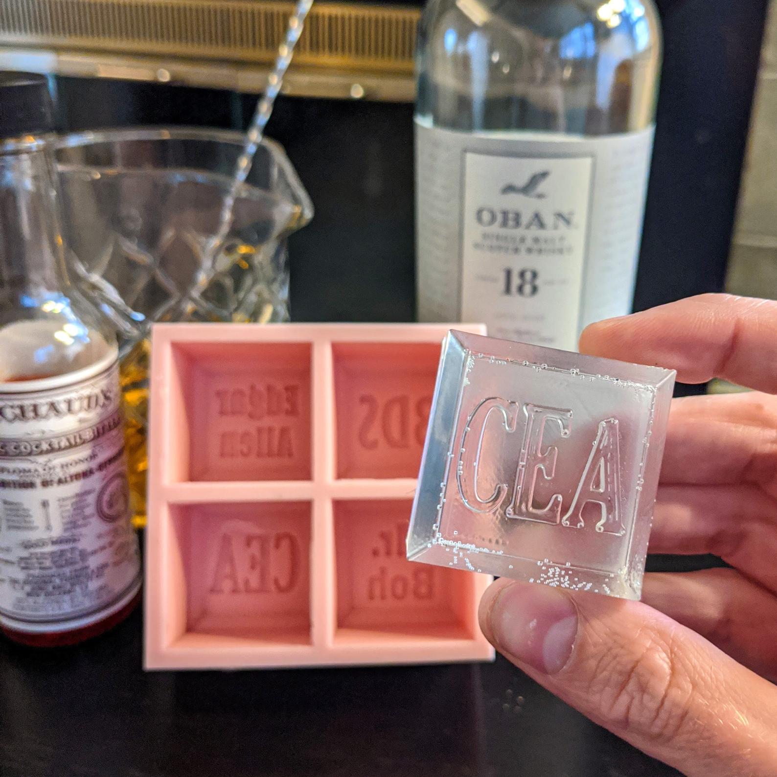 monogrammed whiskey ice cube mold