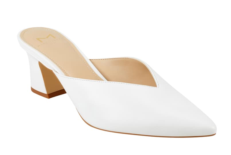 white leather mule