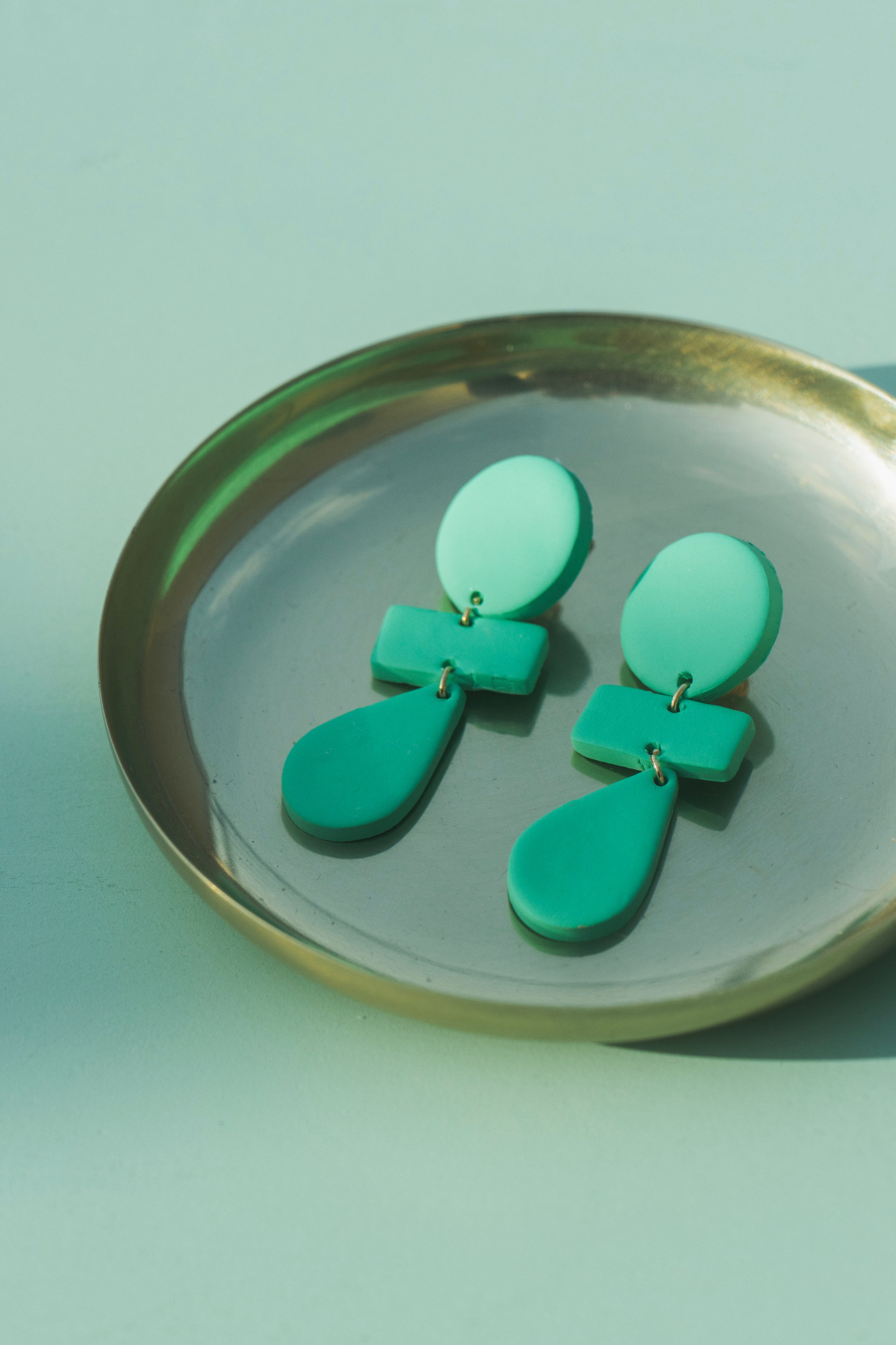 green polymer clay earrings