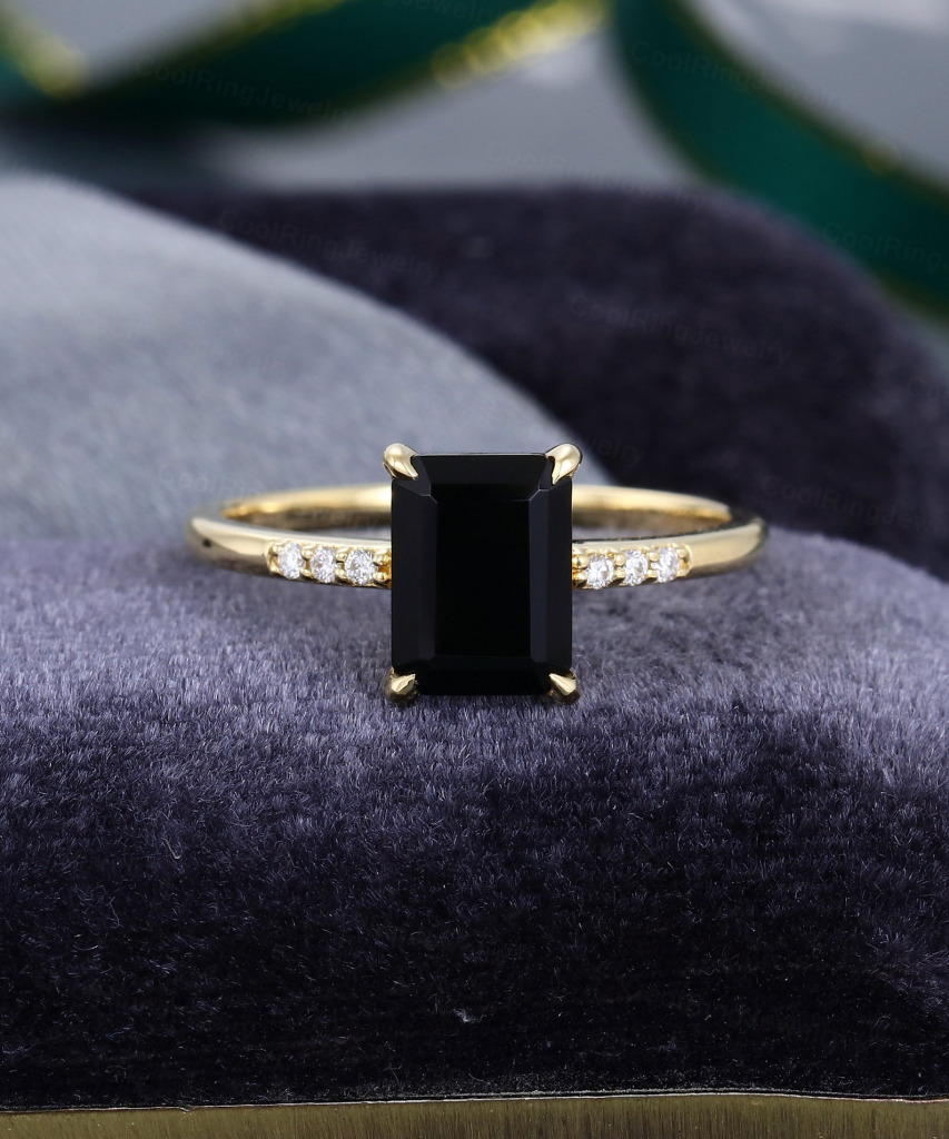 black onyx engagement ring