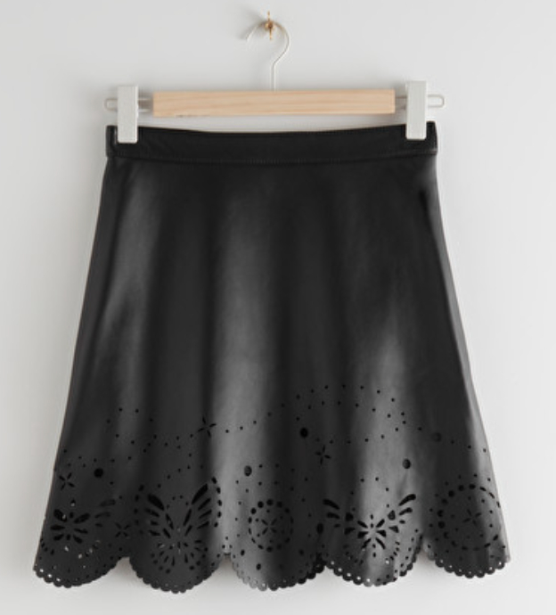Laser Cut Leather Mini Skirt