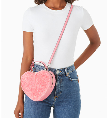 kate spade love shack heart-shaped fuzzy purse