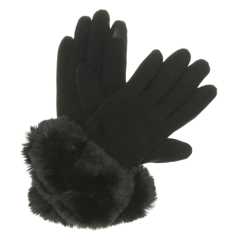 Kelly & Katie Faux Fur Trim Touch Screen Gloves