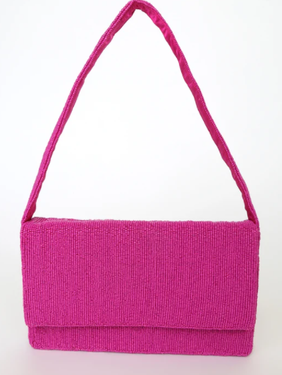 lulu's Bold and Trendy Pink Beaded Handbag