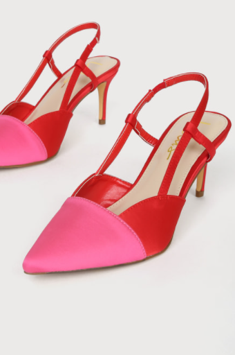 lulu's Steviee Pink and Red Pointed-Toe Slingback Pumps