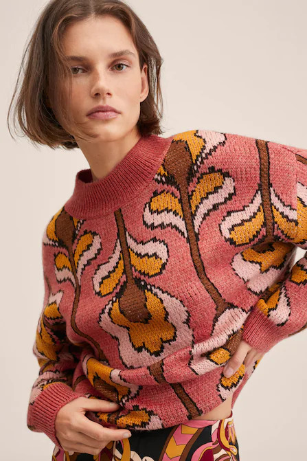mango jacquard print sweater