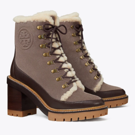 tory burch MILLER SHEARLING LUG-SOLE ANKLE BOOT
