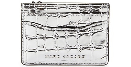 Marc Jacobs Metallic Croc-Embossed Faux Leather Card Case