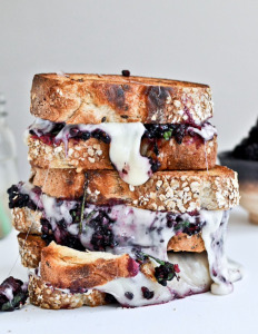 grilled fontina and blackberry basil smashed sandwiches