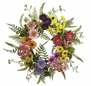 mixed flower artificial wreath