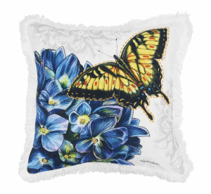 Botanical butterfly pillow