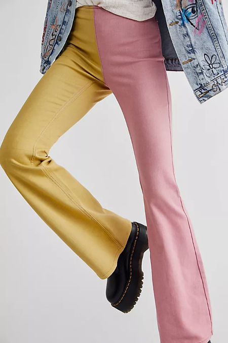 free people Penny Pull-On Colorblock Flare Jeans