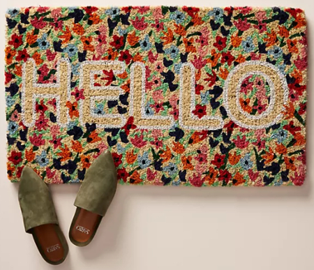 anthropologie Floral Greeting Doormat