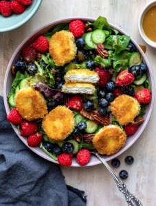 fried goat cheese and berry salad
