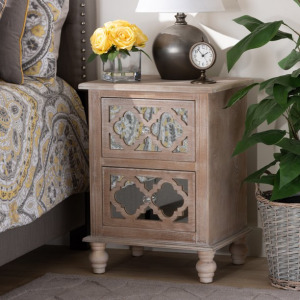 Baxton Studio Celia Transitional Rustic French Country Nightstand 