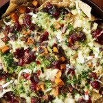 Cranberry, Brussels Sprouts, and Brie Skillet Nachos